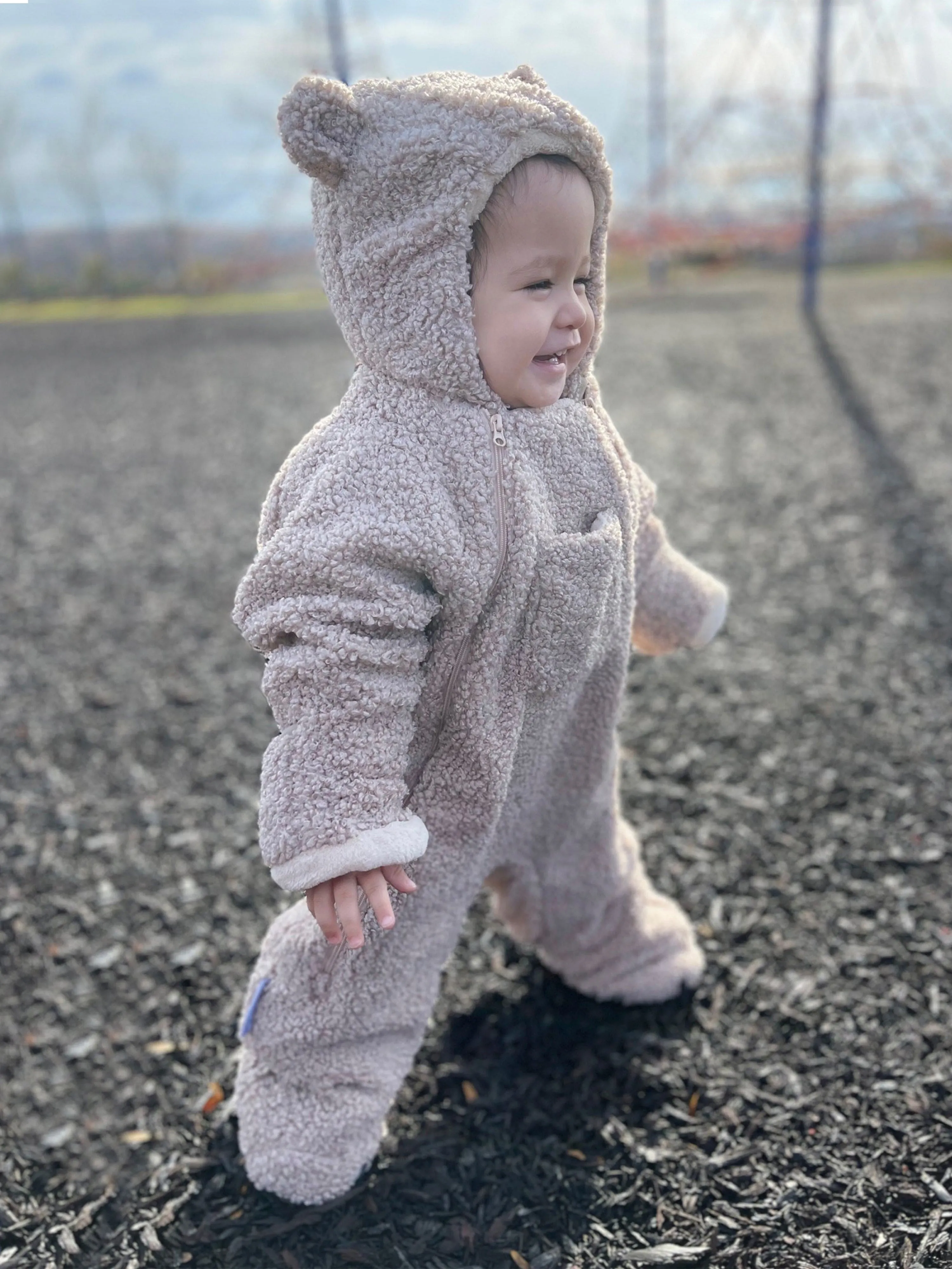 7AM Enfant Baby Snowsuit -Teddy in Beige