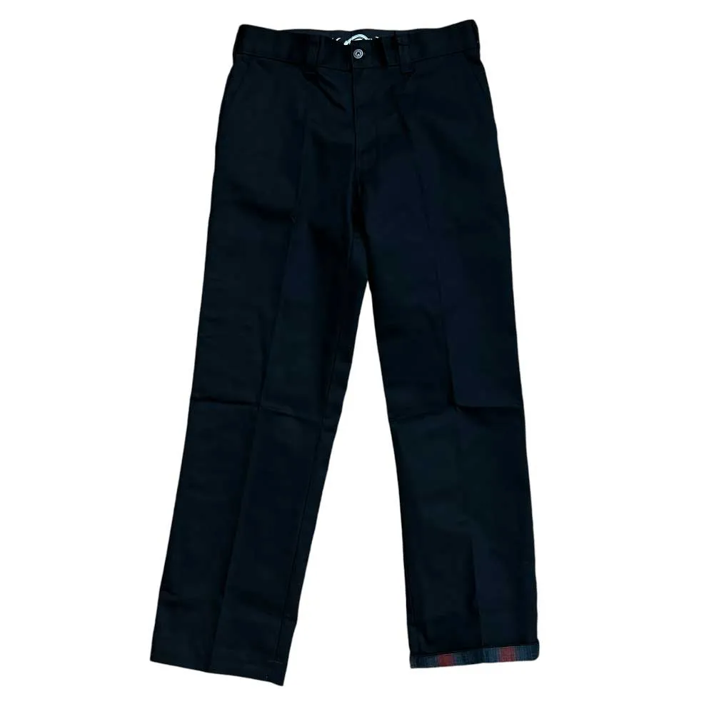 A865SBLK Black Spitfire Flannel Cuffed Dickies Skateboarding Pant Regular Fit Twill