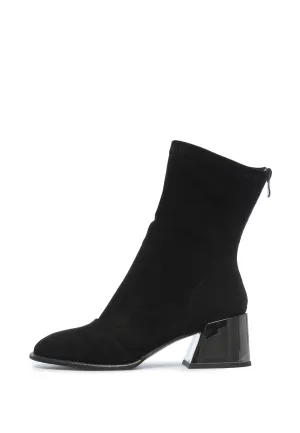 Black Suede Ankle Boots with Block Heel - Elegant & Comfortable