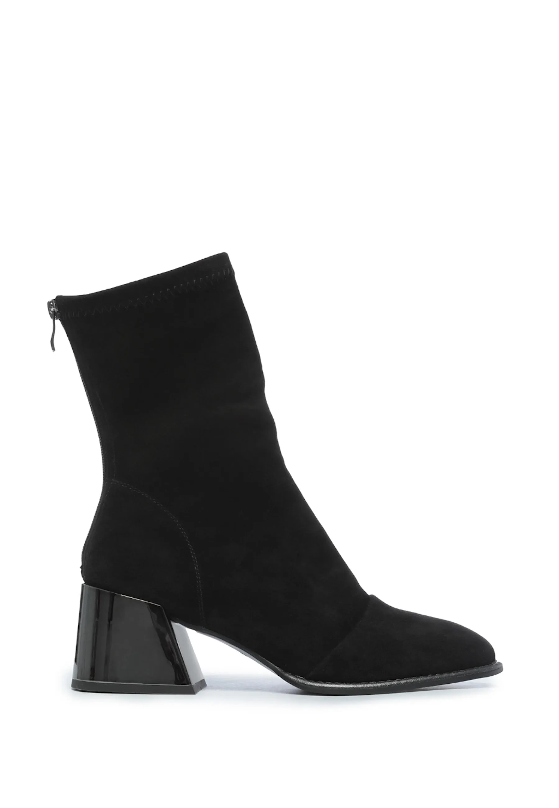 Black Suede Ankle Boots with Block Heel - Elegant & Comfortable