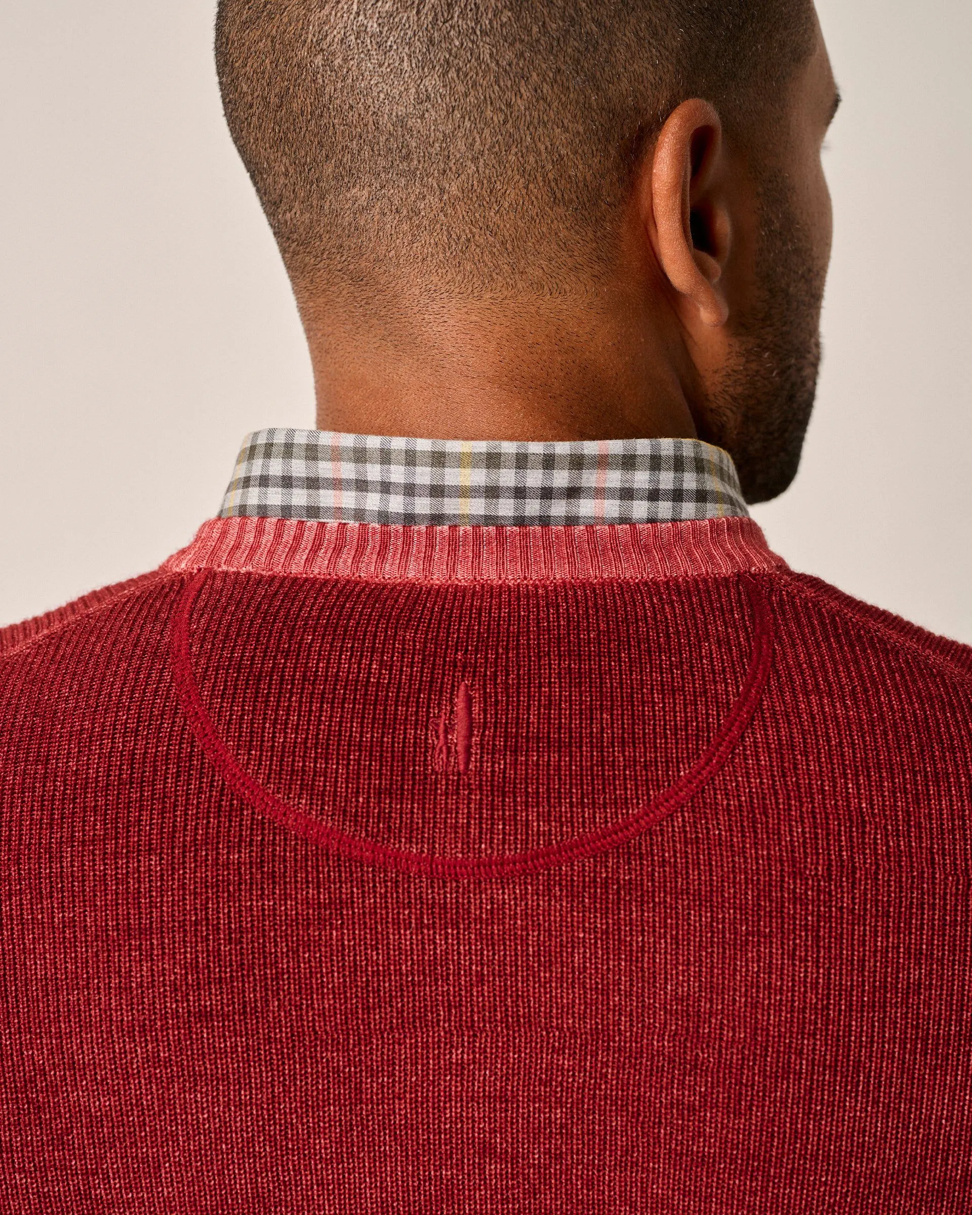 Burgess Garment-Dyed Crewneck Sweater in Merlot by Johnnie-O