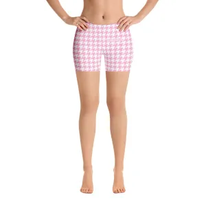 ELEVATED ESSENTIALS, SLIM AND SCULPT SHORTS PINK WHITE HOUNDSTOOTH