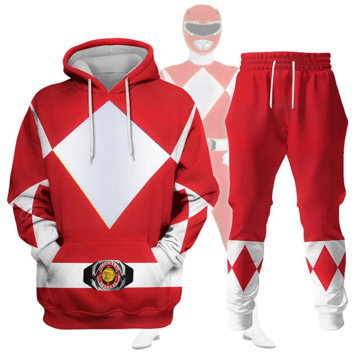 Gearhomie Unisex Tracksuit Hoodies Red Power Ranger 3D Costumes