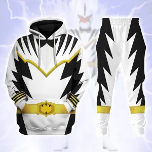 Gearhomie White Ranger Dino Thunder Hoodies Sweatshirt T-shirt Hawaiian Sweatpants