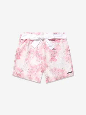 Guess Girls Cherry Blossom Lace Shorts in White