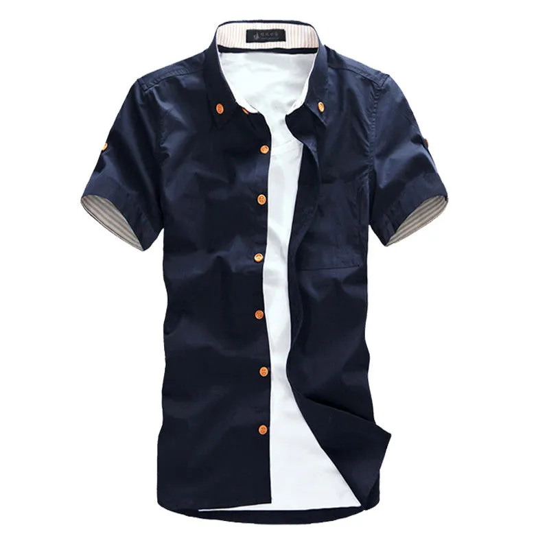 Hot Sale Men's Fashion Short Sleeve Shirts.Top Brand Quality Summar Slim Shirts