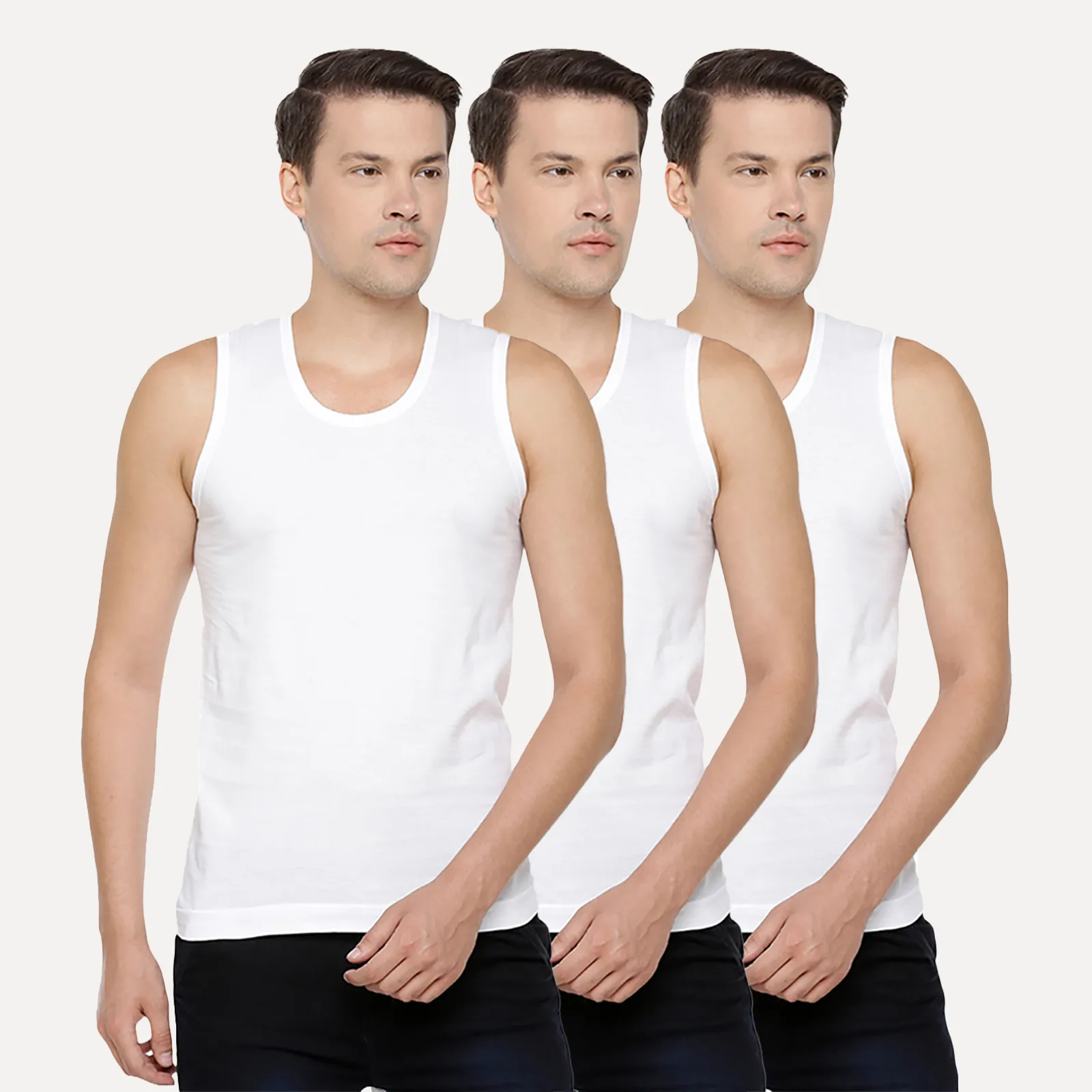 Kings RNBS - 100% Cotton White Vest For Mens Combo (Pack of 3) | Uathayam