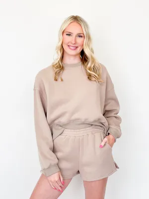 Maddy - Sweatshirt/ Shorts Set (Mocha)