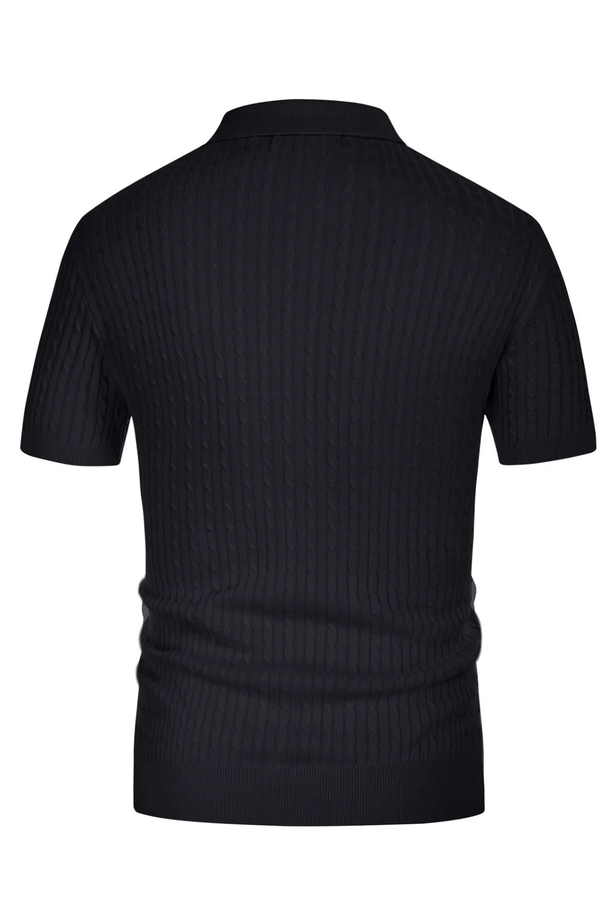 Men's Short Sleeve Polo Pullover Shirts Classic Cable Knitted Golf Polo Casual Shirts