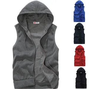 Mens Sleeveless Hoodies Fashion Casual Sports Sweatshirt