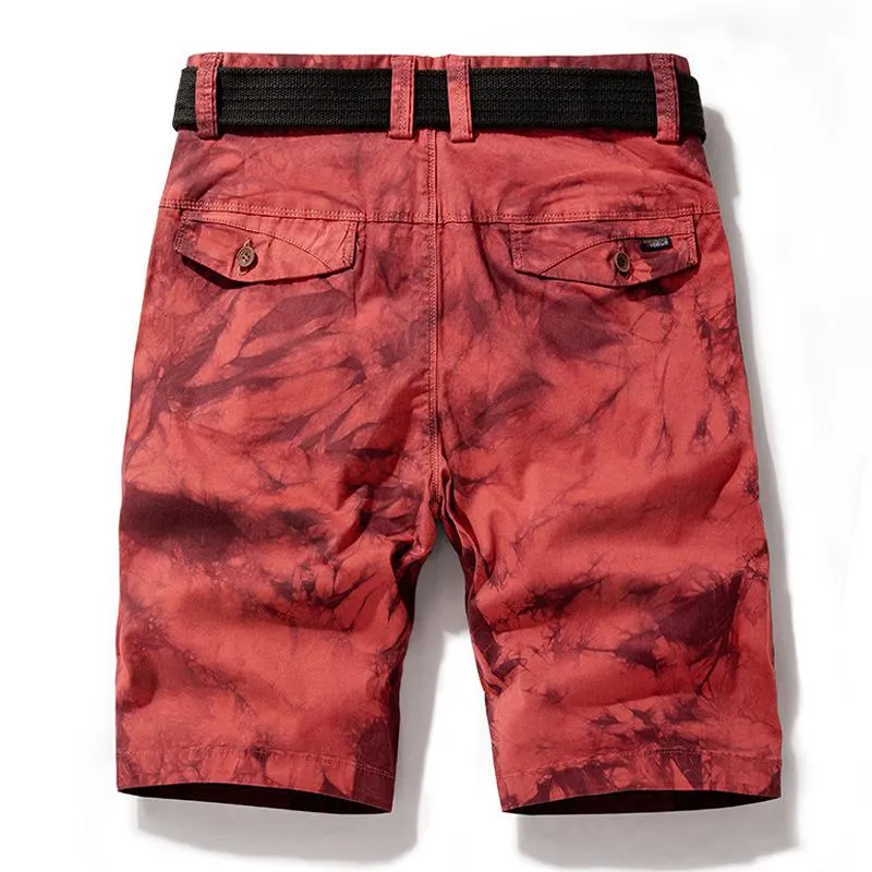 Men's Stylish Graffiti Cotton Straight Cargo Shorts (Belt Excluded) 31214418M