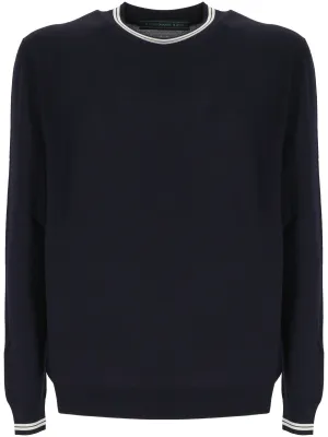 Navy Blue Wool Fine Knit Sweater