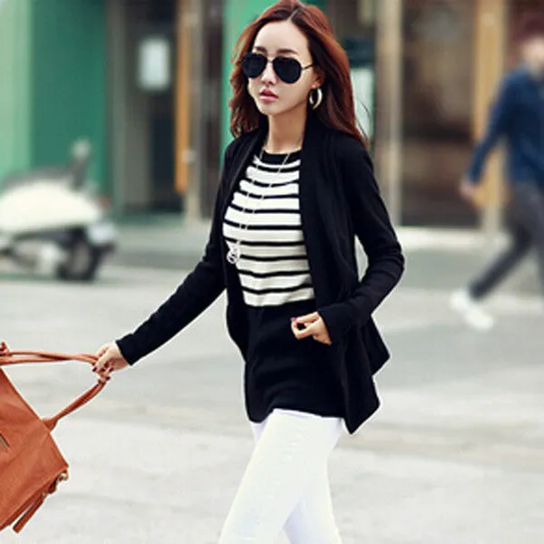 New Fashion Women Autumn Korean Style Slim Turn Down Lapel Collar Side Zipper Coat Jacket