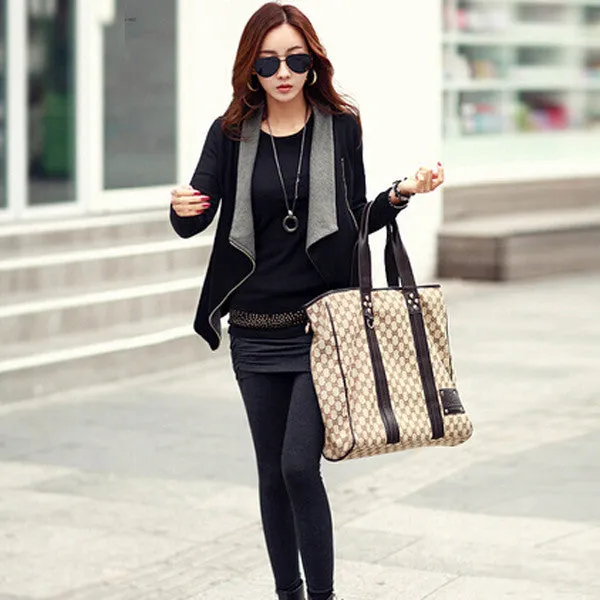 New Fashion Women Autumn Korean Style Slim Turn Down Lapel Collar Side Zipper Coat Jacket