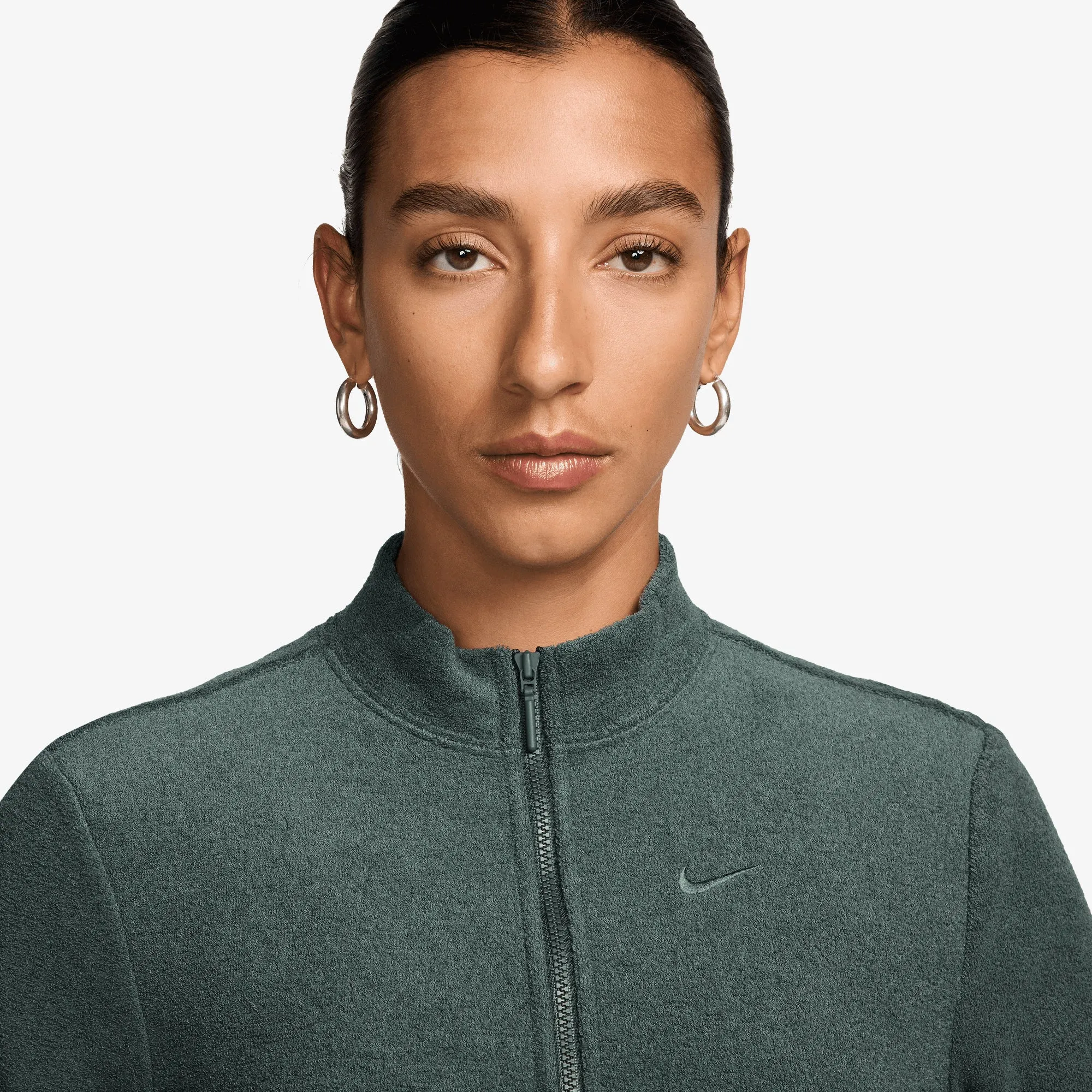 NIKE | WMN'S SLIM LONG-SLEEVE COZY FLEECE 1/2-ZIP TOP { VINTAGE GREEN/BICOASTAL