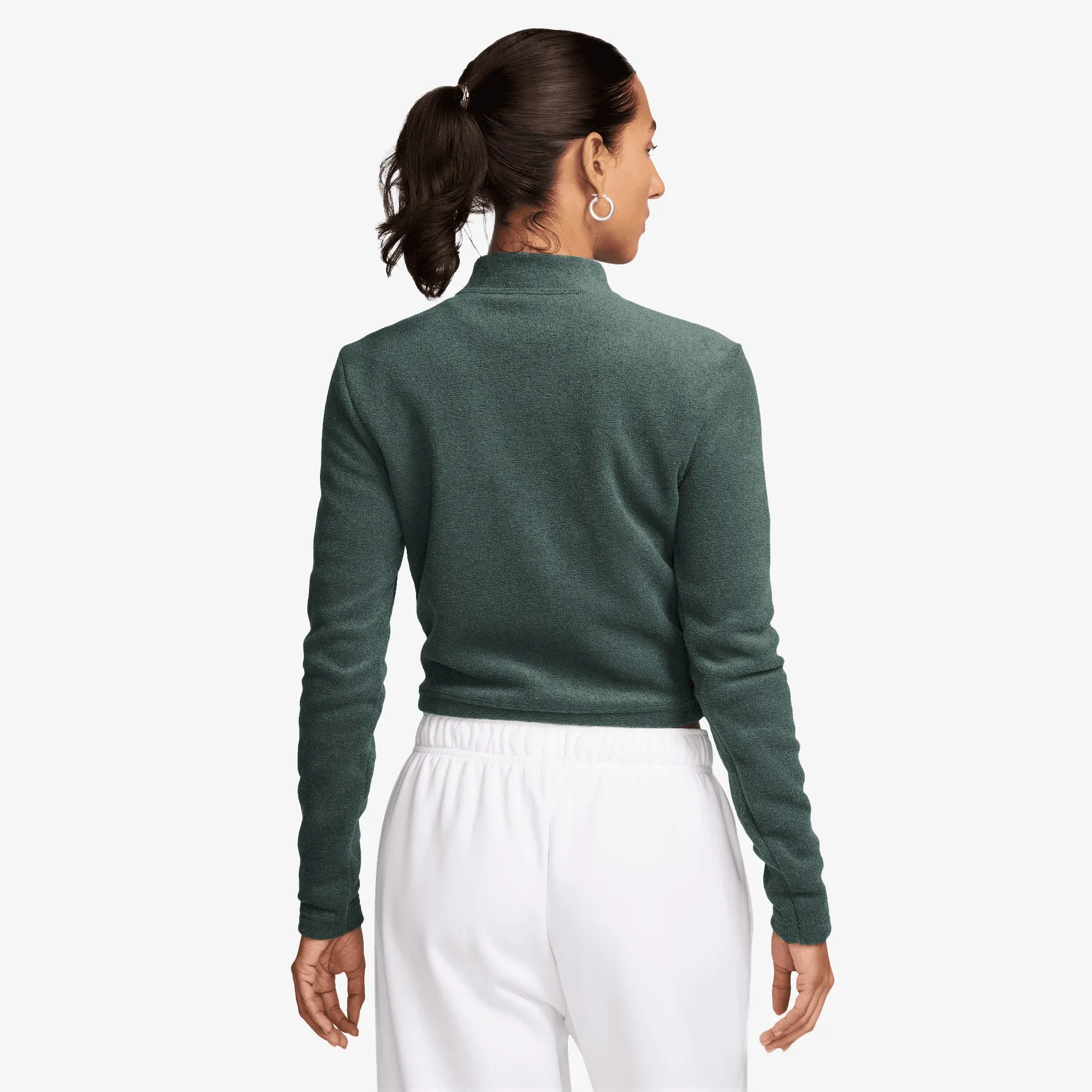 NIKE | WMN'S SLIM LONG-SLEEVE COZY FLEECE 1/2-ZIP TOP { VINTAGE GREEN/BICOASTAL