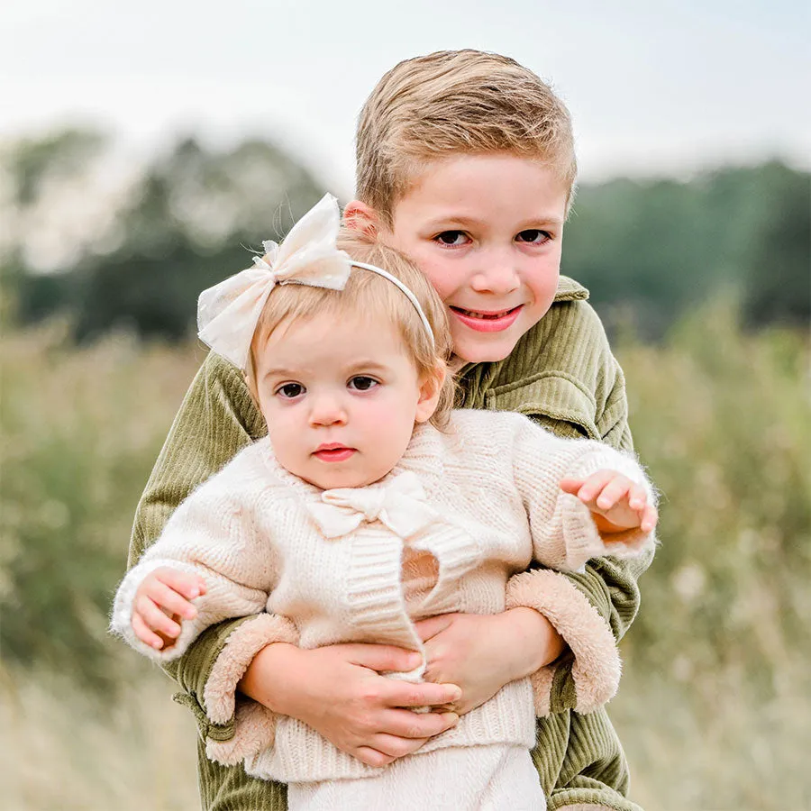 oh baby! Scandi Bow Knit Cardigan - Heather Cream