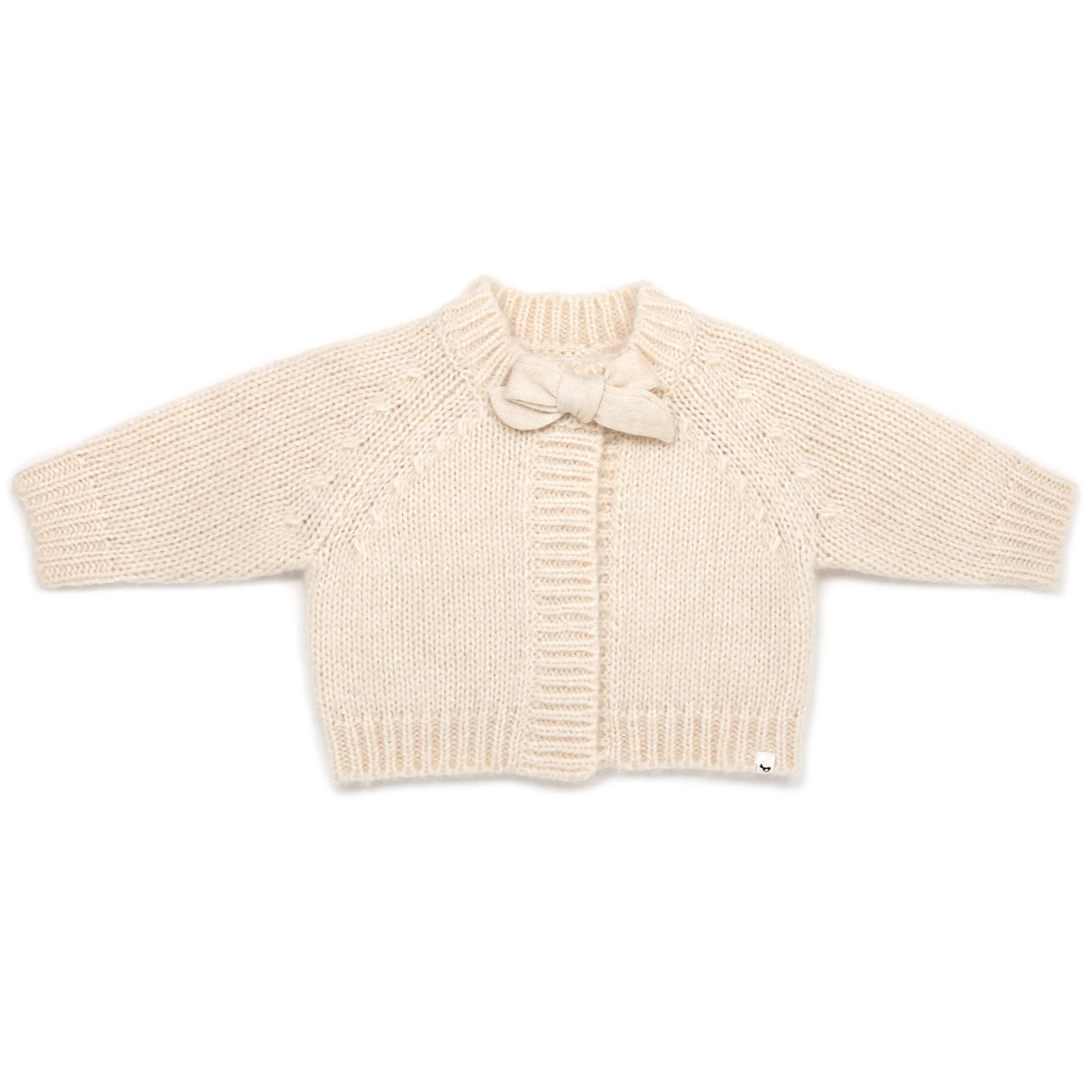 oh baby! Scandi Bow Knit Cardigan - Heather Cream