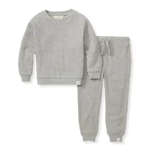 Organic Cotton Thermal Top & Pant Set - Heather Grey