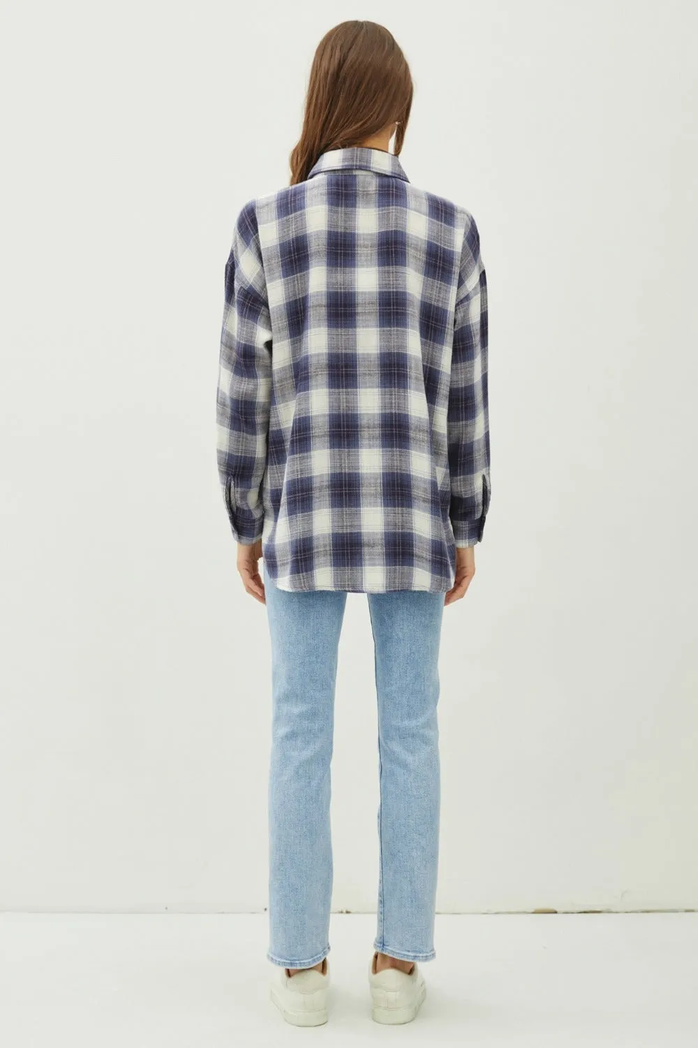 Plaid Flannel Button Down Shirt with Chest Pocket