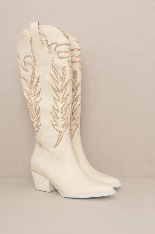 Sammy Embroidery Western Knee High Boot