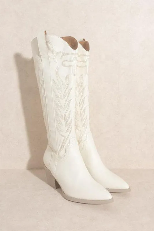 Sammy Embroidery Western Knee High Boot