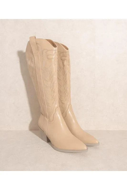 Sammy Embroidery Western Knee High Boot