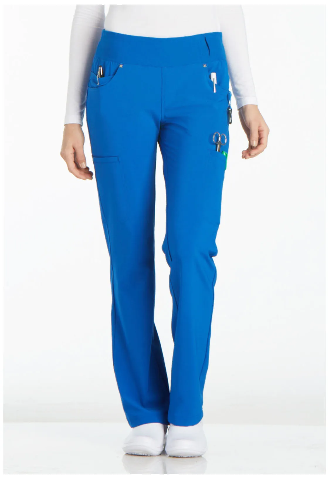 Scrub Pants - Cherokee Women's iFlex Mid Rise Straight Leg Pull-on Pant - Royal, CK002