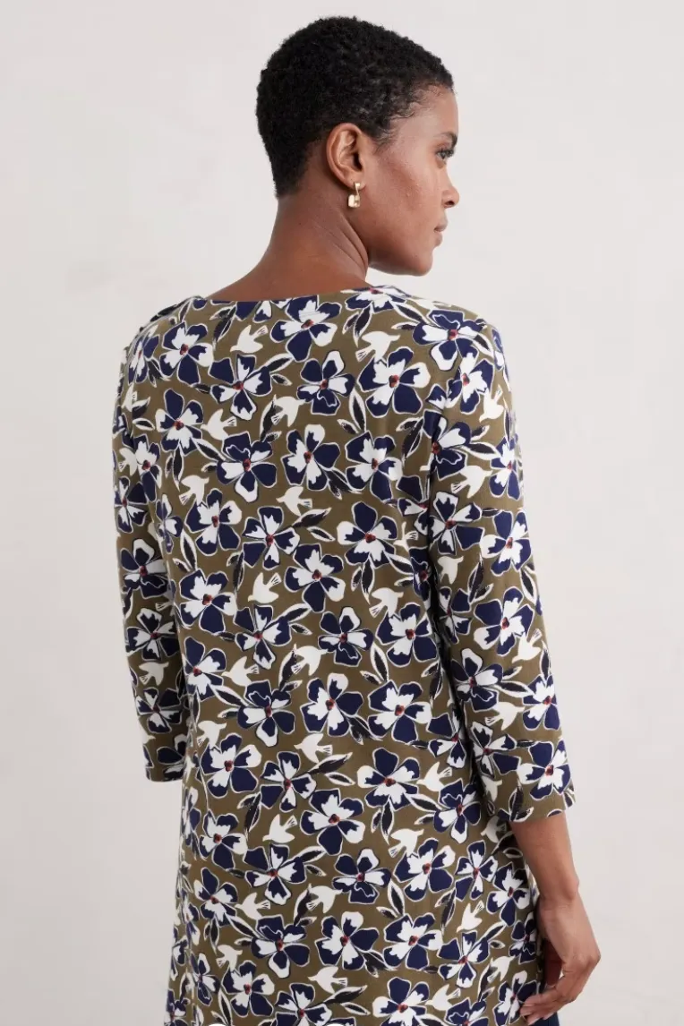 Seasalt Tall Waves Tunic - Bird Flower Dark Seagrass