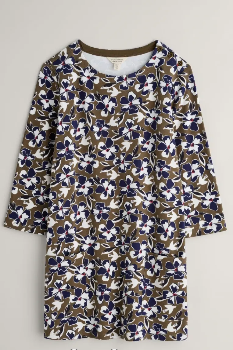 Seasalt Tall Waves Tunic - Bird Flower Dark Seagrass