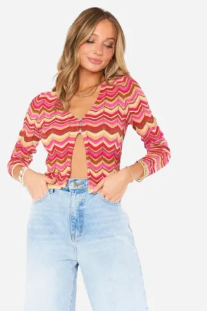 Show Me Your Mumu Coza Cardi Top in Horizon Stripe Knit