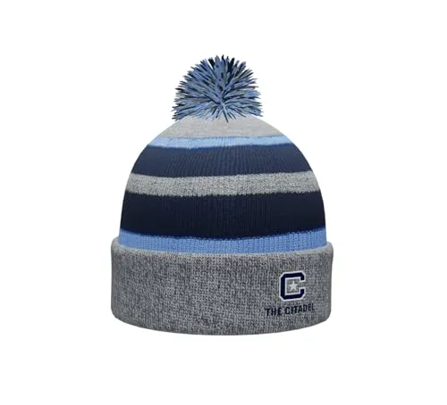 Sport Your Gear The Citadel Bulldogs Prime Cuffed Fold Over Pom Pom Winter Knit Beanie