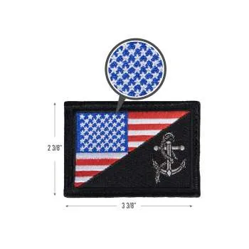 US Flag / USN Anchor Patch With Hook Back