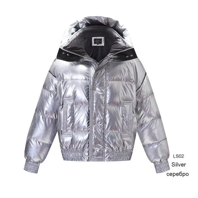 Winter New Laser Bright And Thickened Loose Down Jacket