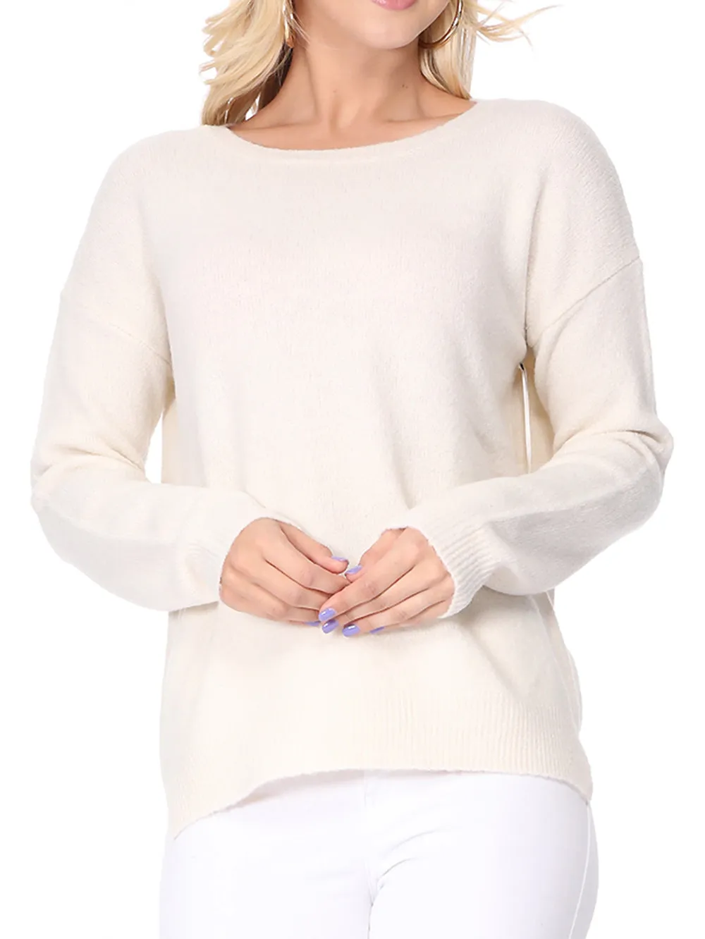 YEMAK Women's Long Sleeve Crewneck Lightweight Casual Soft Knit Pullover Sweater MK8015 (S-L)