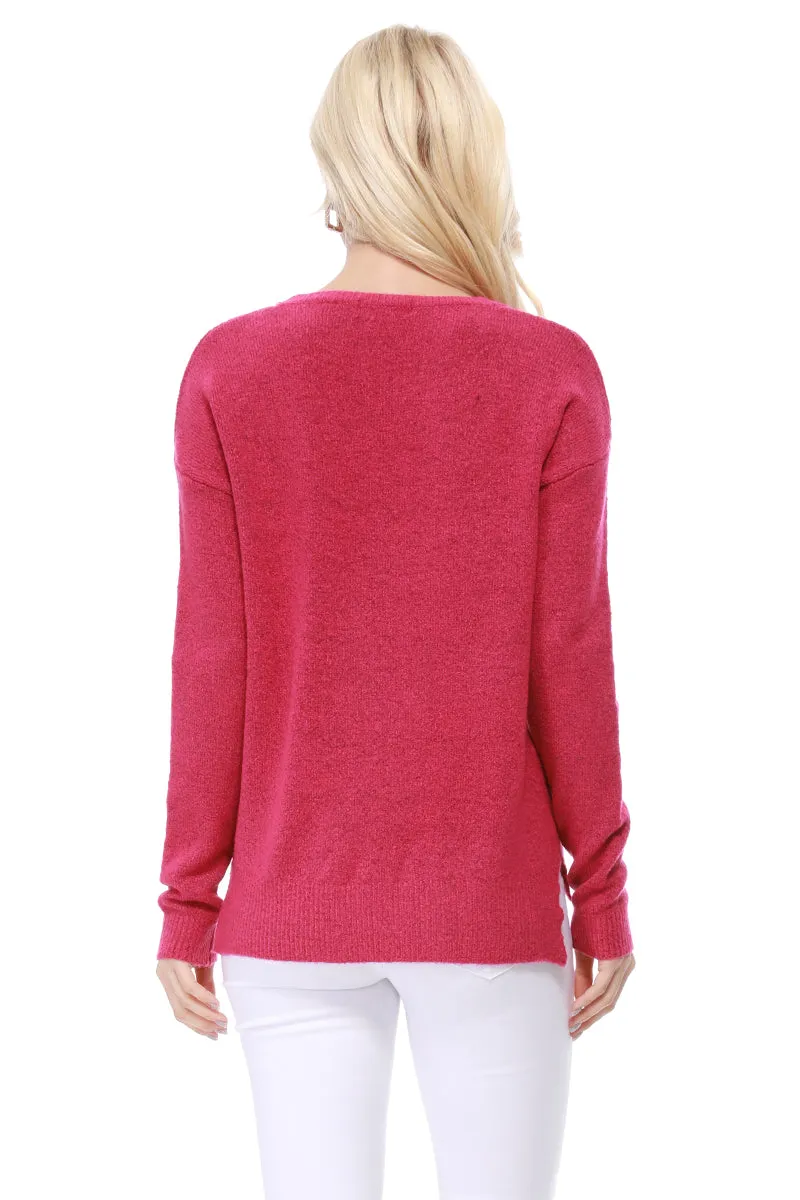 YEMAK Women's Long Sleeve Crewneck Lightweight Casual Soft Knit Pullover Sweater MK8015 (S-L)